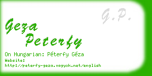 geza peterfy business card
