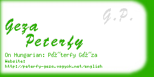 geza peterfy business card